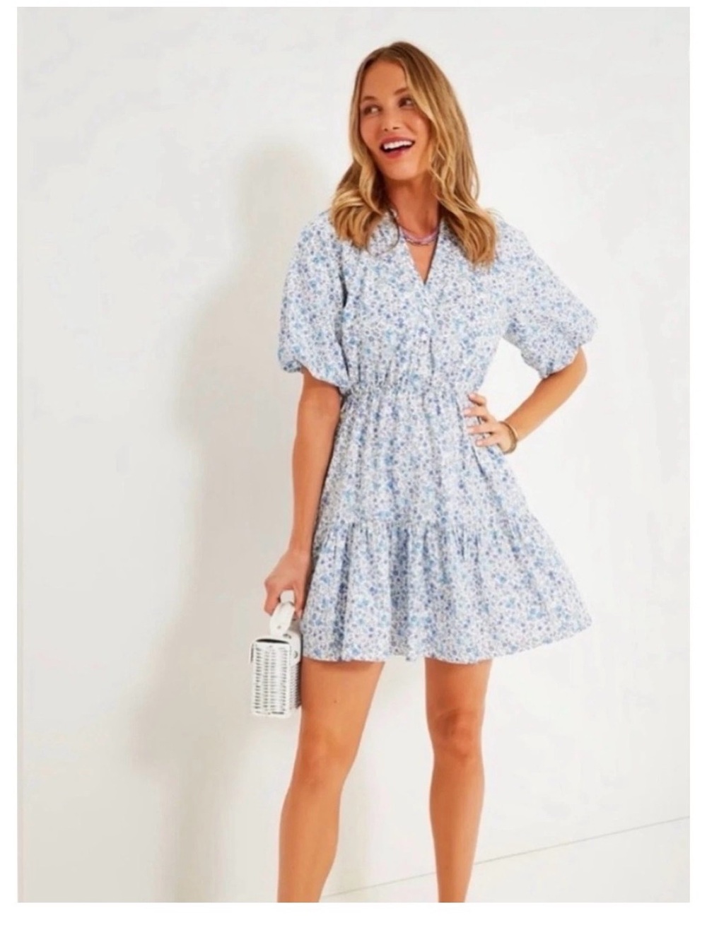 Tuckernuck Hyacinth house Ditsy Floral Loren Mini Dress Ladies xs Blue purple